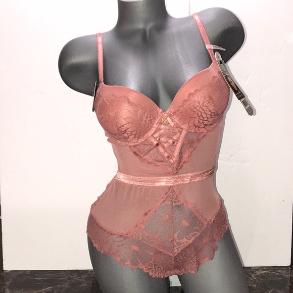 Daisy Fuentes Push Up Teddy Bodysuit Mesh & Lace.Size Medium. - Picture 3 of 15